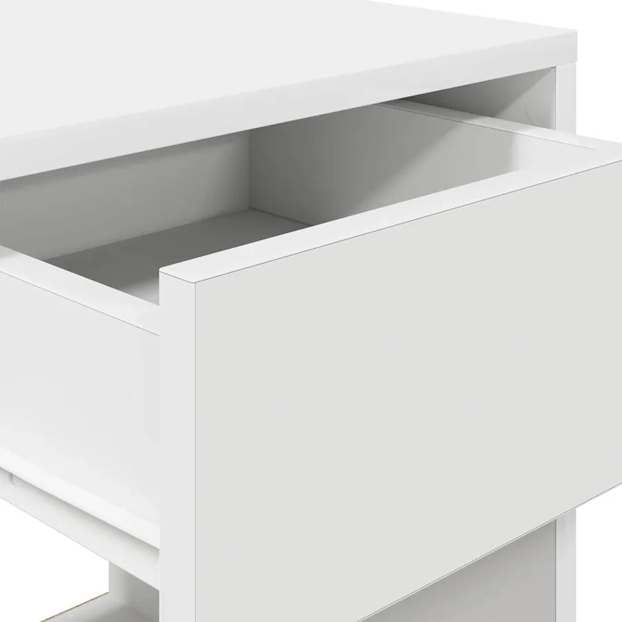 Tables de chevet avec tiroir 2 pcs blanc 35x34x66,5 cm - 9