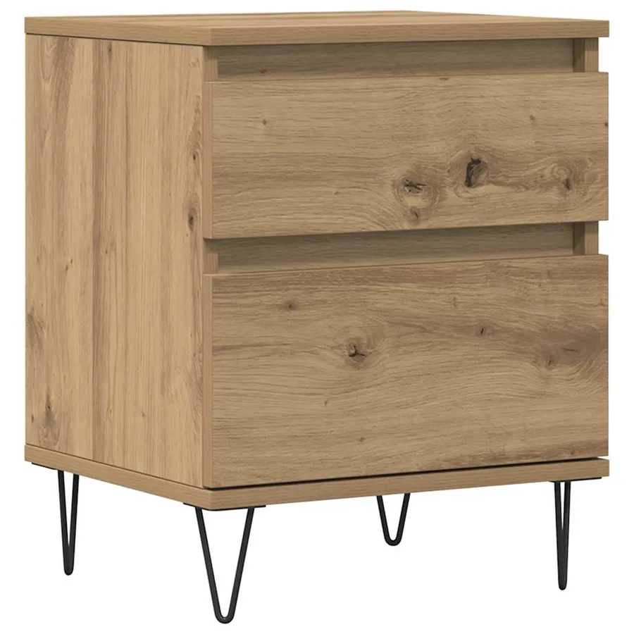 Table de chevet chêne artisanal 40x35x50 cm bois d’ingénierie - 2