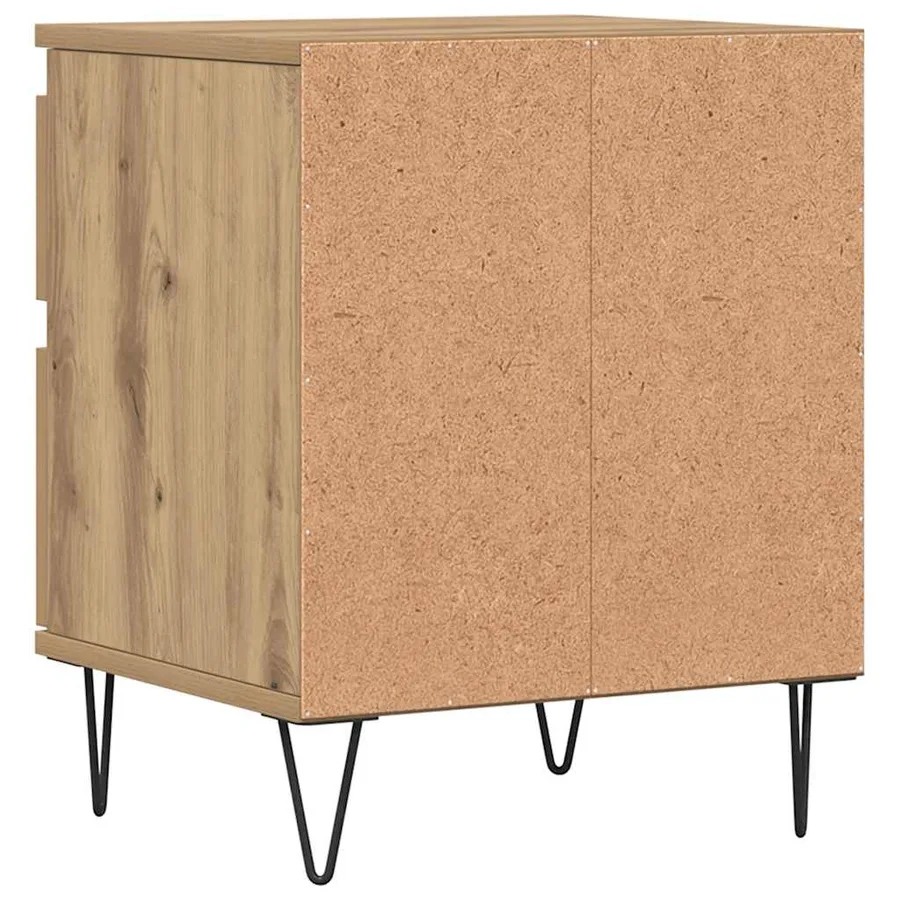 Table de chevet chêne artisanal 40x35x50 cm bois d’ingénierie - 6