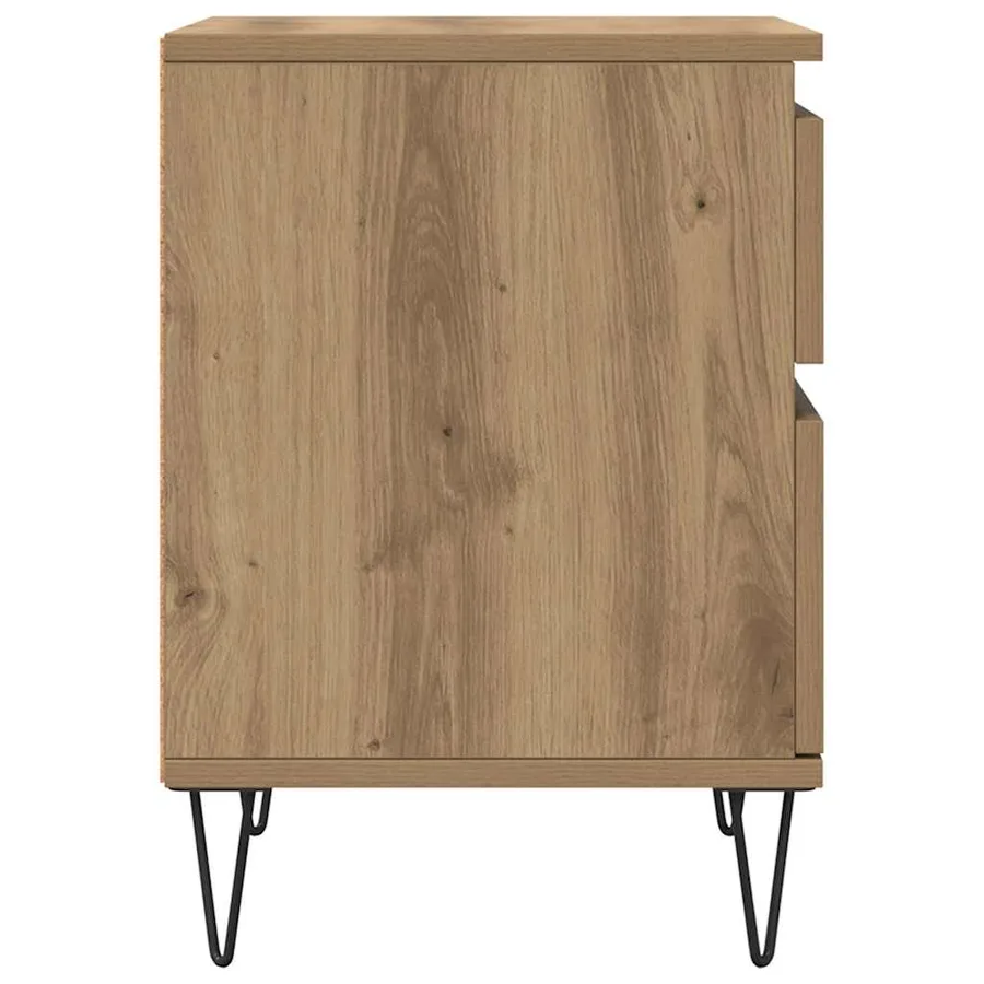 Table de chevet chêne artisanal 40x35x50 cm bois d’ingénierie - 7