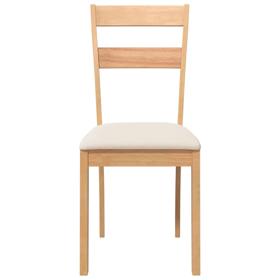 Chaises à manger coussins 2 pcs naturel bois massif caoutchouc - 5