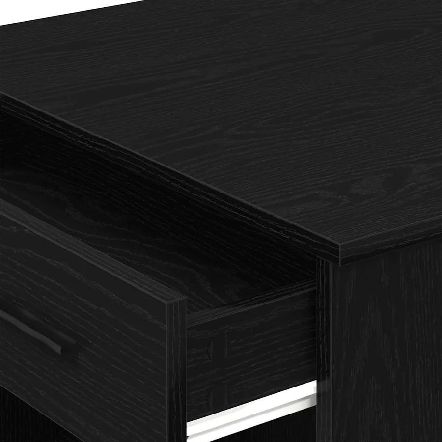 Bureau avec tiroir et étagère chêne noir bois d'ingénierie - 8