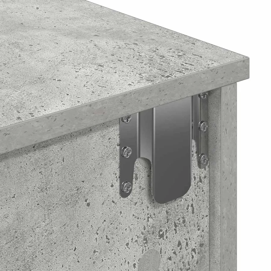 Étagère murale avec tiroirs gris béton bois d'ingénierie - 9