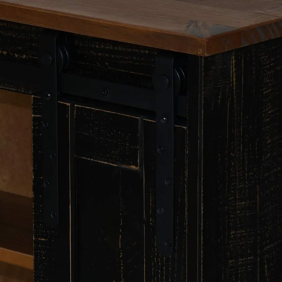 Armoire suspendue HALDEN porte coulissante noir 49x22,5x70 cm - 6