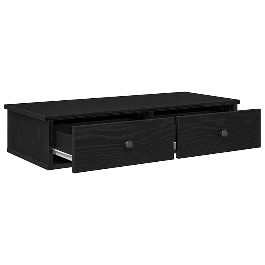 Étagère murale avec tiroirs noir 80x31x17 cm bois d'ingénierie - 7