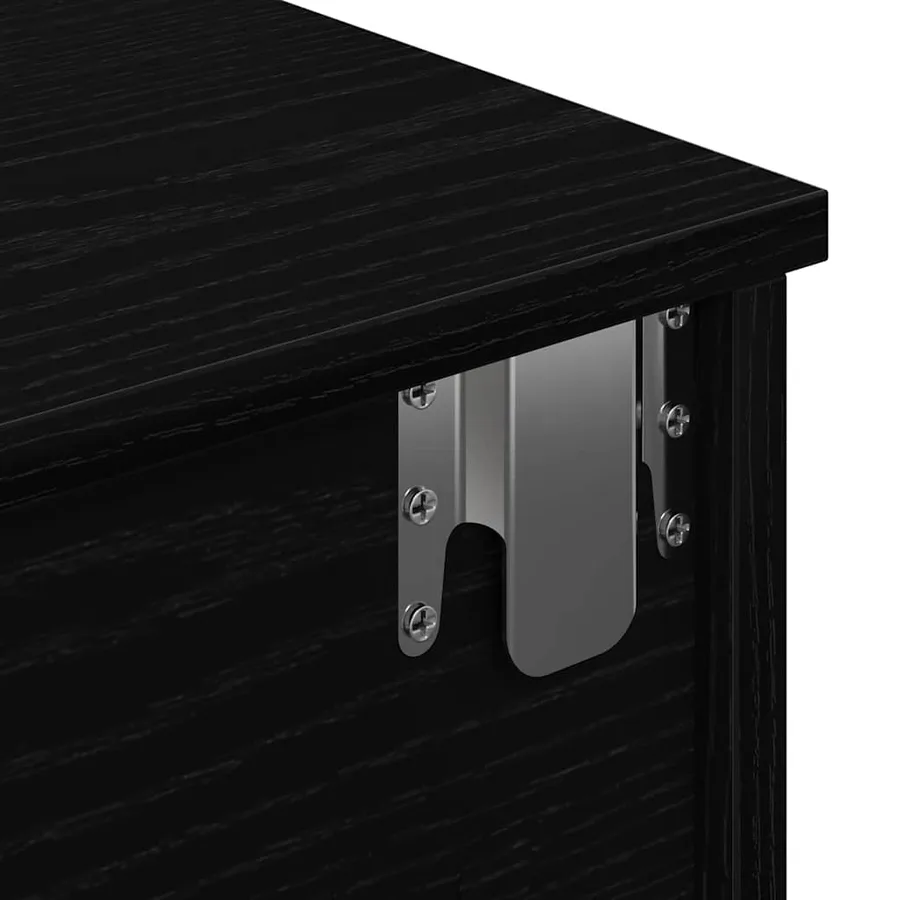 Étagère murale avec tiroirs noir 80x31x17 cm bois d'ingénierie - 9