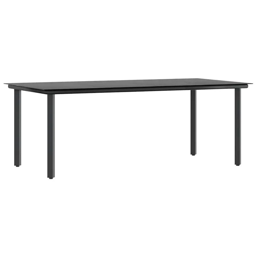 Ensemble à manger de jardin 7pcs noir poly rotin verre - 5