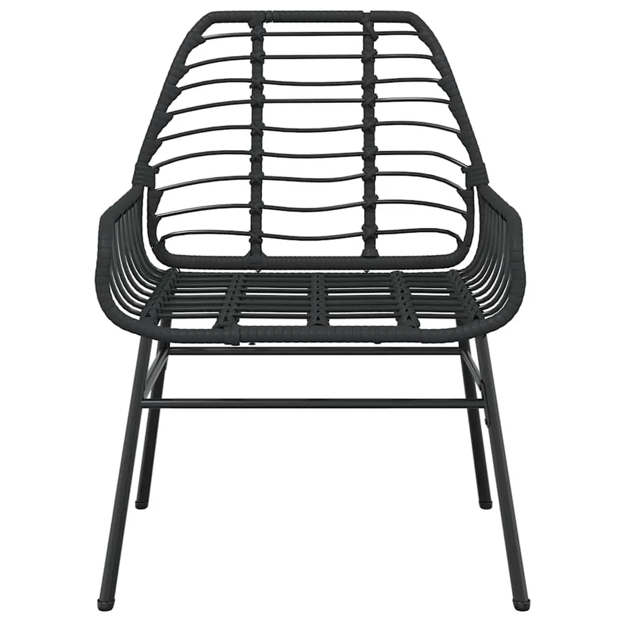 Ensemble à manger de jardin 7pcs noir poly rotin verre - 6