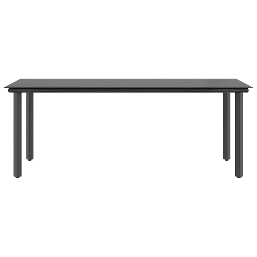 Ensemble à manger de jardin 7pcs noir poly rotin verre - 7