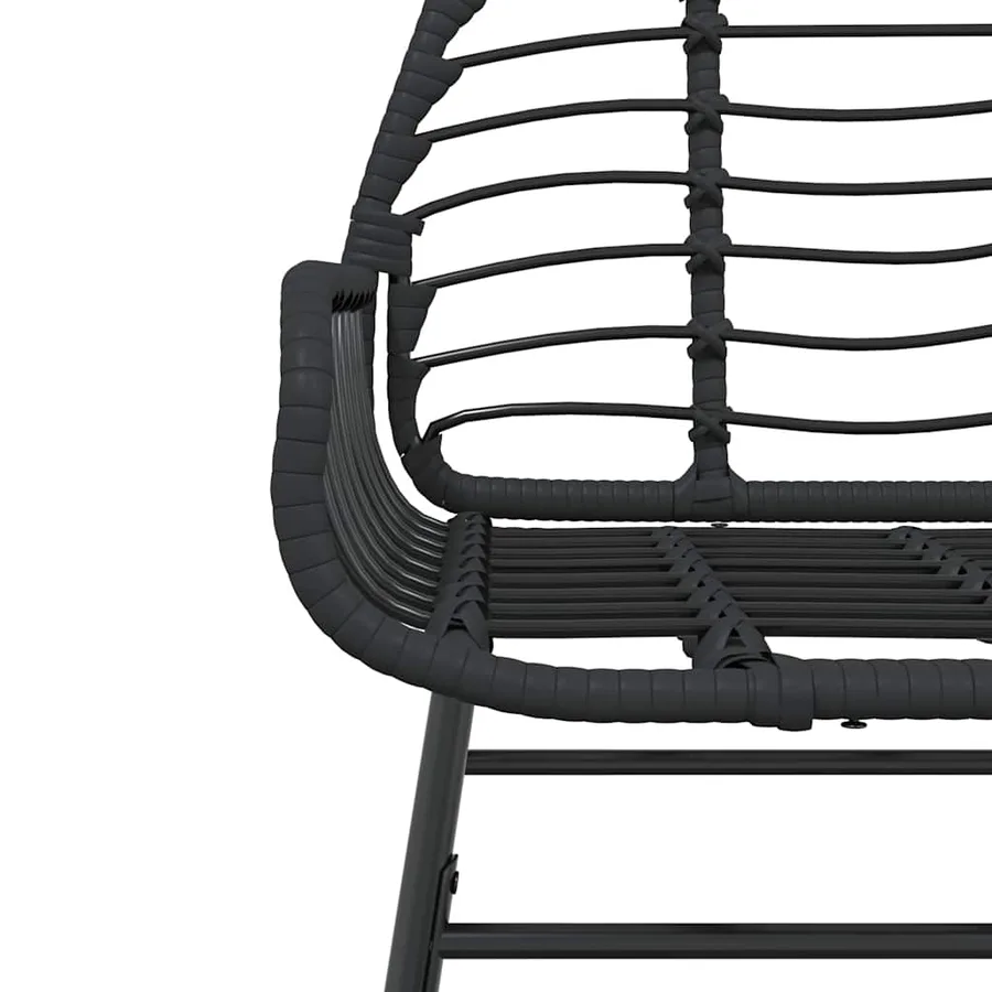 Ensemble à manger de jardin 7pcs noir poly rotin verre - 8