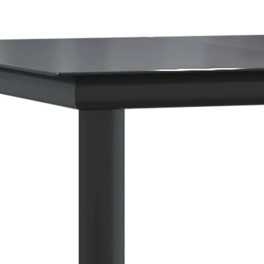 Ensemble à manger de jardin 7pcs noir poly rotin verre - 9