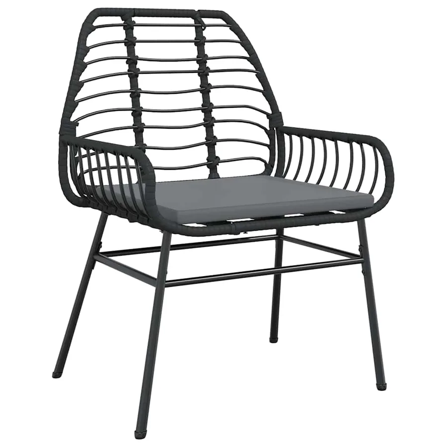 Ensemble à manger de jardin coussins 7pcs noir poly rotin verre - 4