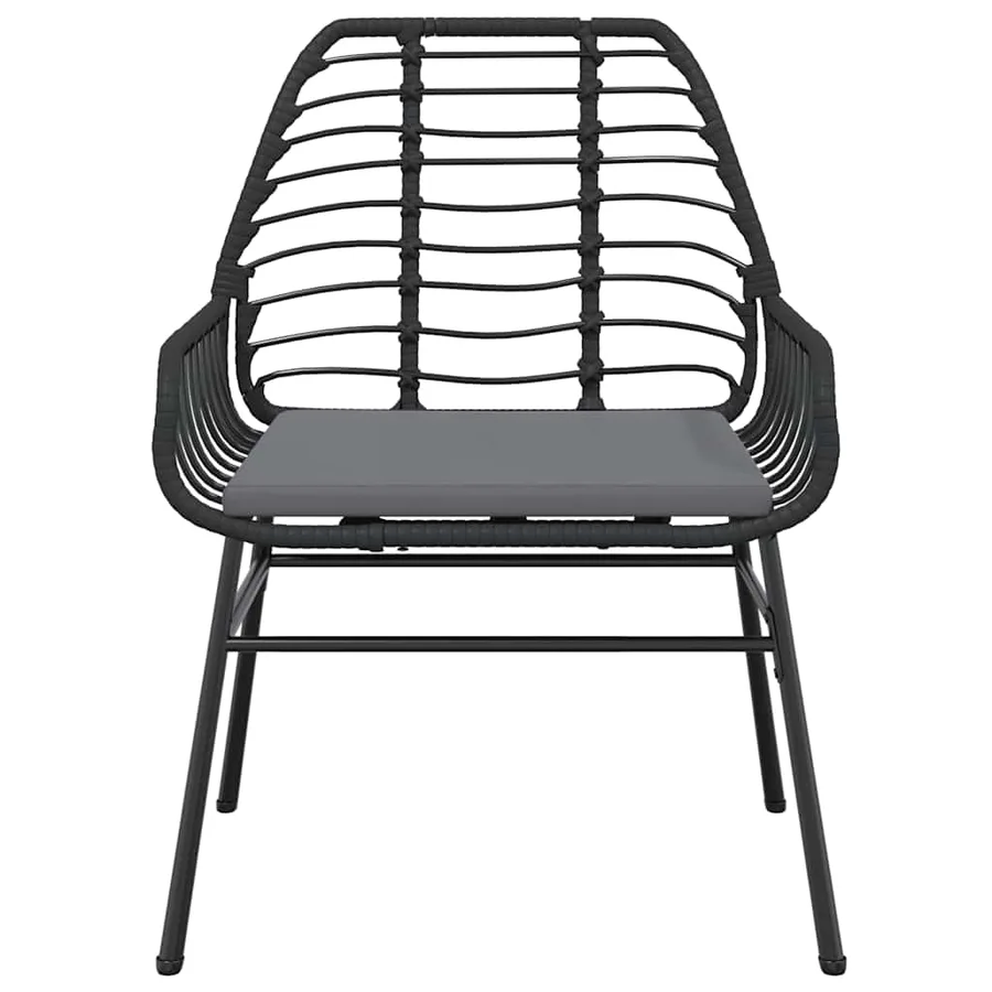 Ensemble à manger de jardin coussins 7pcs noir poly rotin verre - 6