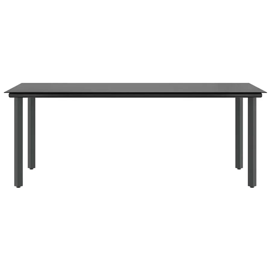 Ensemble à manger de jardin coussins 7pcs noir poly rotin verre - 7