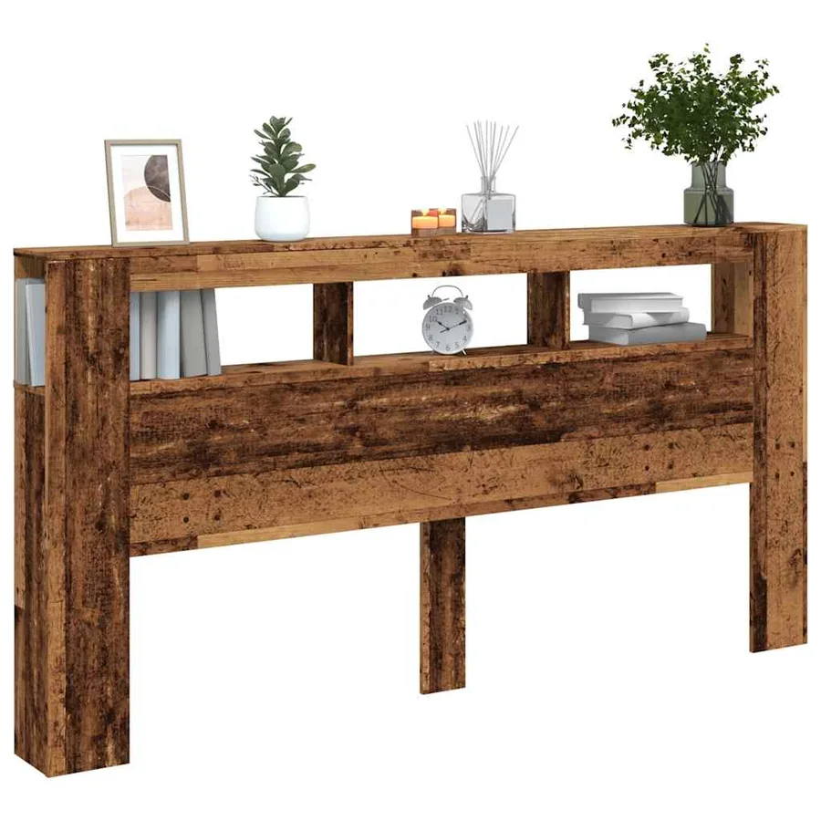Tête de lit à LED vieux bois 200x18,5x103,5cm bois d'ingénierie - 12