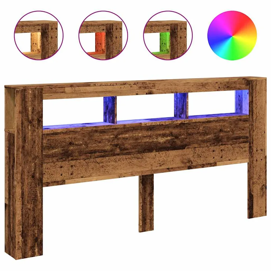 Tête de lit à LED vieux bois 200x18,5x103,5cm bois d'ingénierie - 2