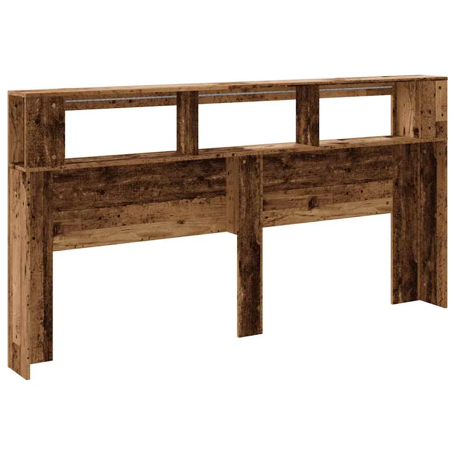 Tête de lit à LED vieux bois 200x18,5x103,5cm bois d'ingénierie - 6