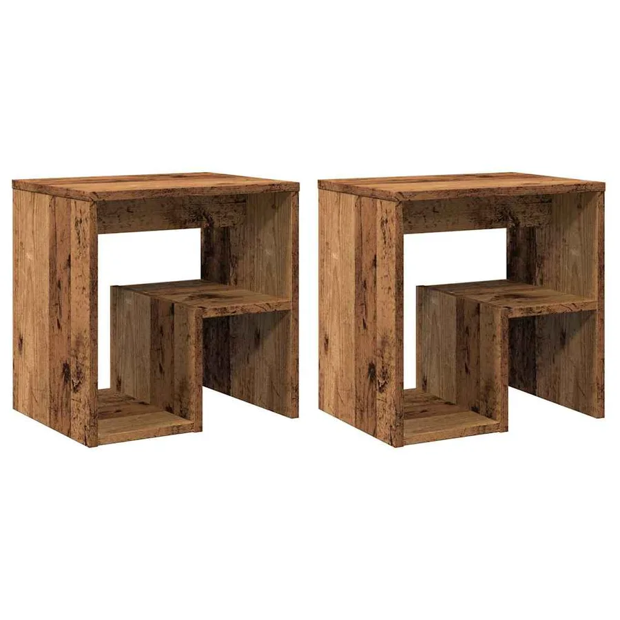 Tables de chevet 2 pcs vieux bois 40x30x40 cm bois d'ingénierie - 2