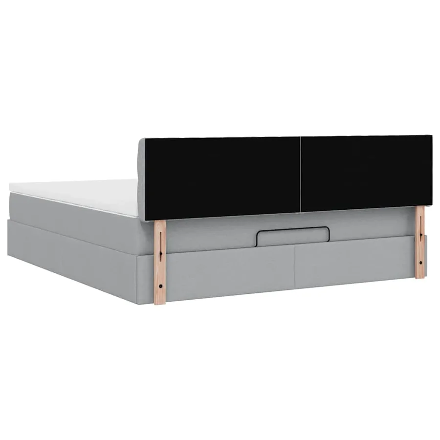 Lit ottoman avec matelas gris clair 160x200 cm tissu - 12