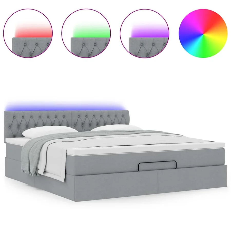 Lit ottoman avec matelas gris clair 160x200 cm tissu - 4