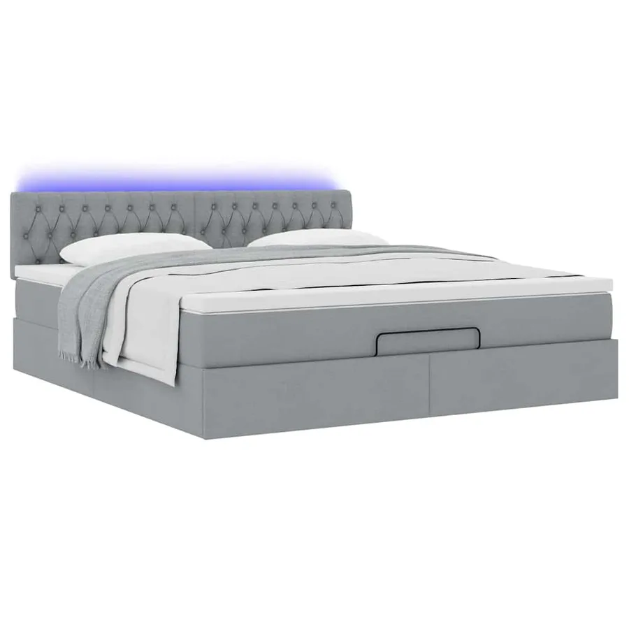 Lit ottoman avec matelas gris clair 160x200 cm tissu - 5