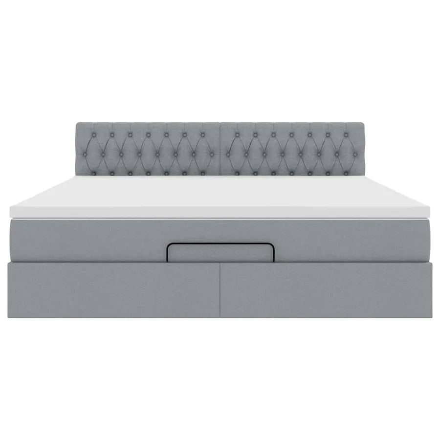 Lit ottoman avec matelas gris clair 160x200 cm tissu - 8