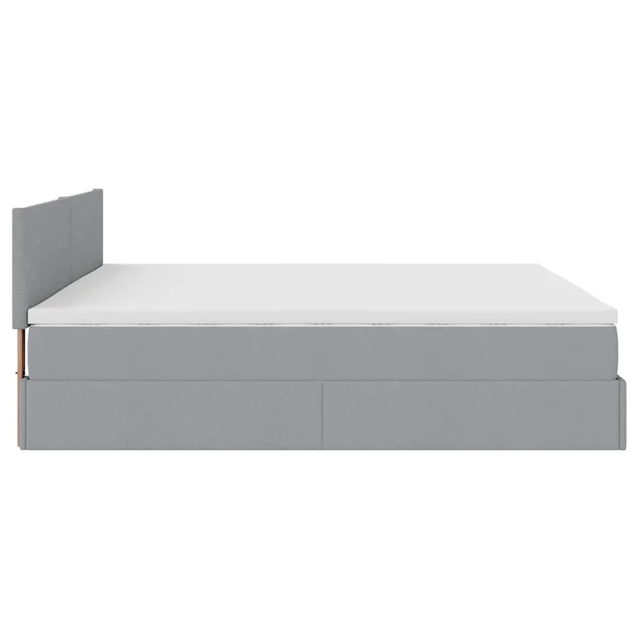 Lit ottoman avec matelas gris clair 160x200 cm tissu - 11
