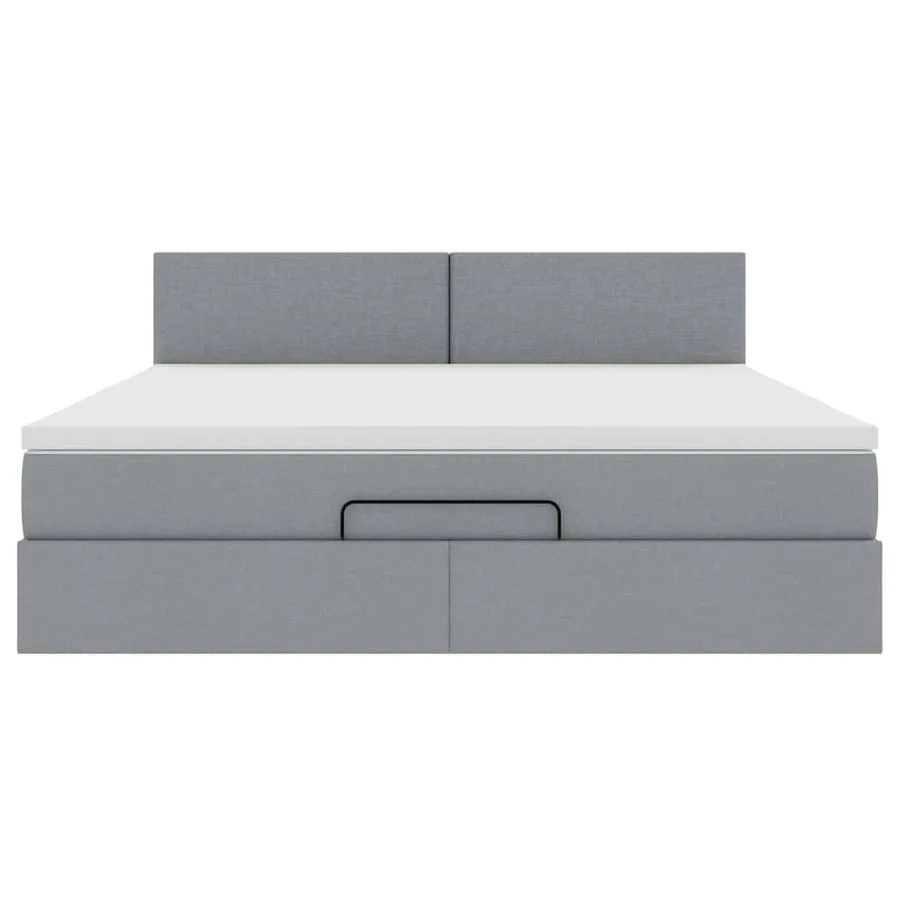 Lit ottoman avec matelas gris clair 160x200 cm tissu - 8