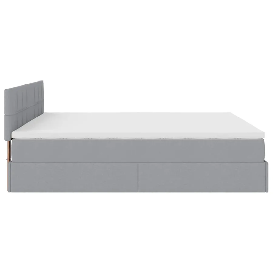 Lit ottoman avec matelas gris clair 160x200 cm tissu - 11