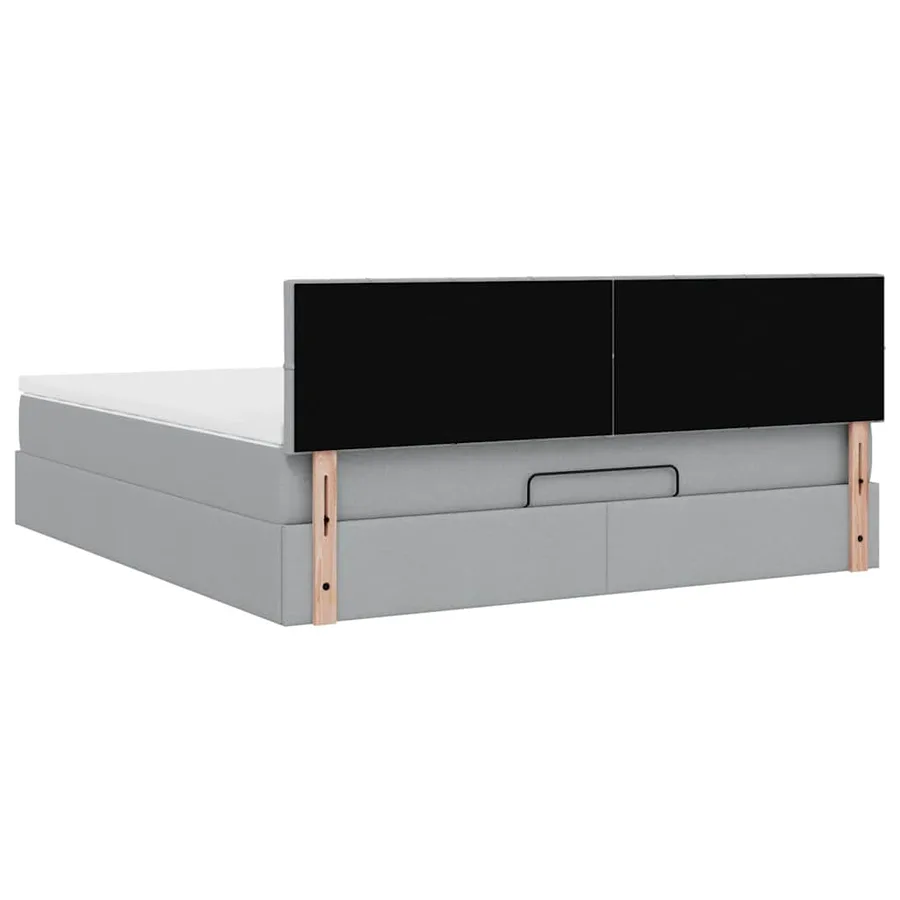 Lit ottoman avec matelas gris clair 160x200 cm tissu - 12