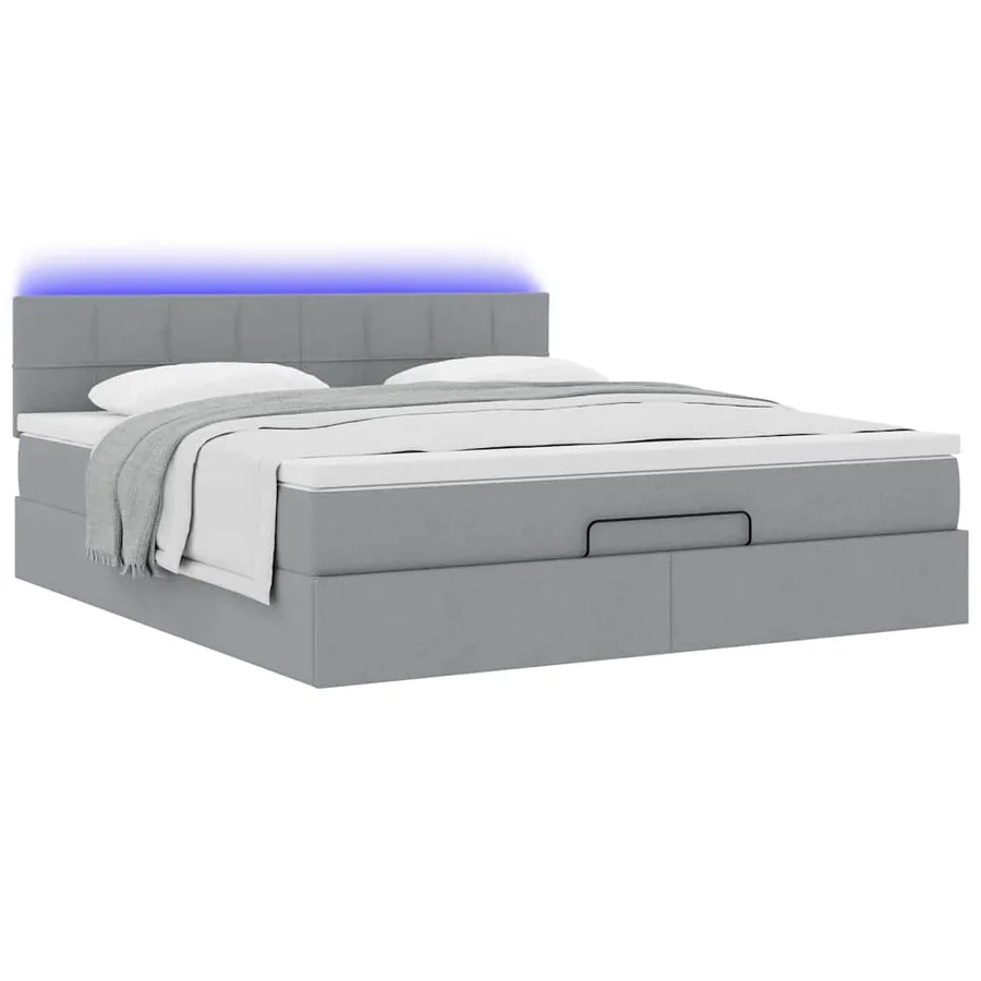 Lit ottoman avec matelas gris clair 160x200 cm tissu - 6
