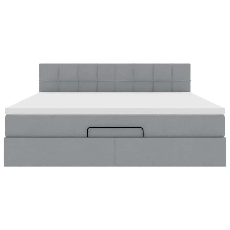 Lit ottoman avec matelas gris clair 160x200 cm tissu - 8