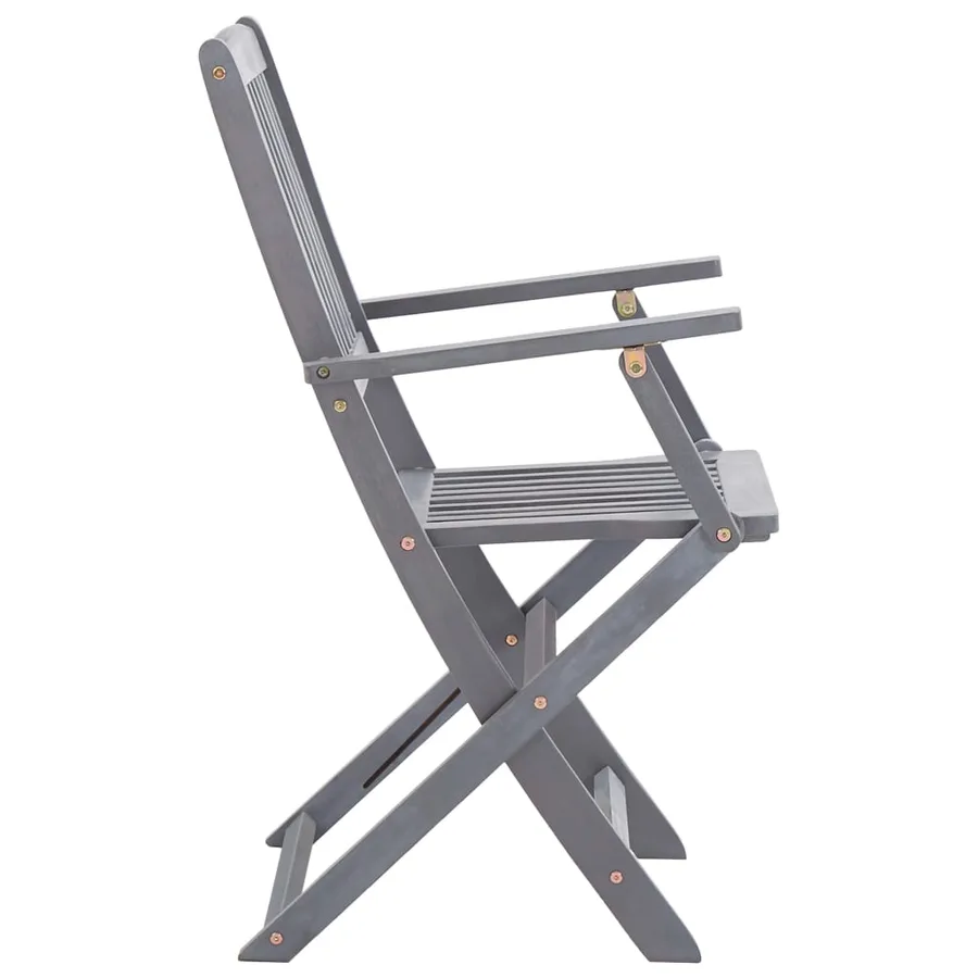 Ensemble à manger de jardin 5 pcs Bois d'acacia massif Gris - 7