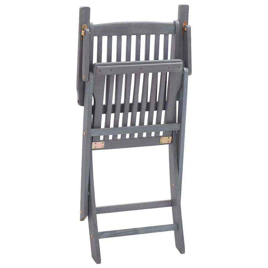 Ensemble à manger de jardin 5 pcs Bois d'acacia massif Gris - 9