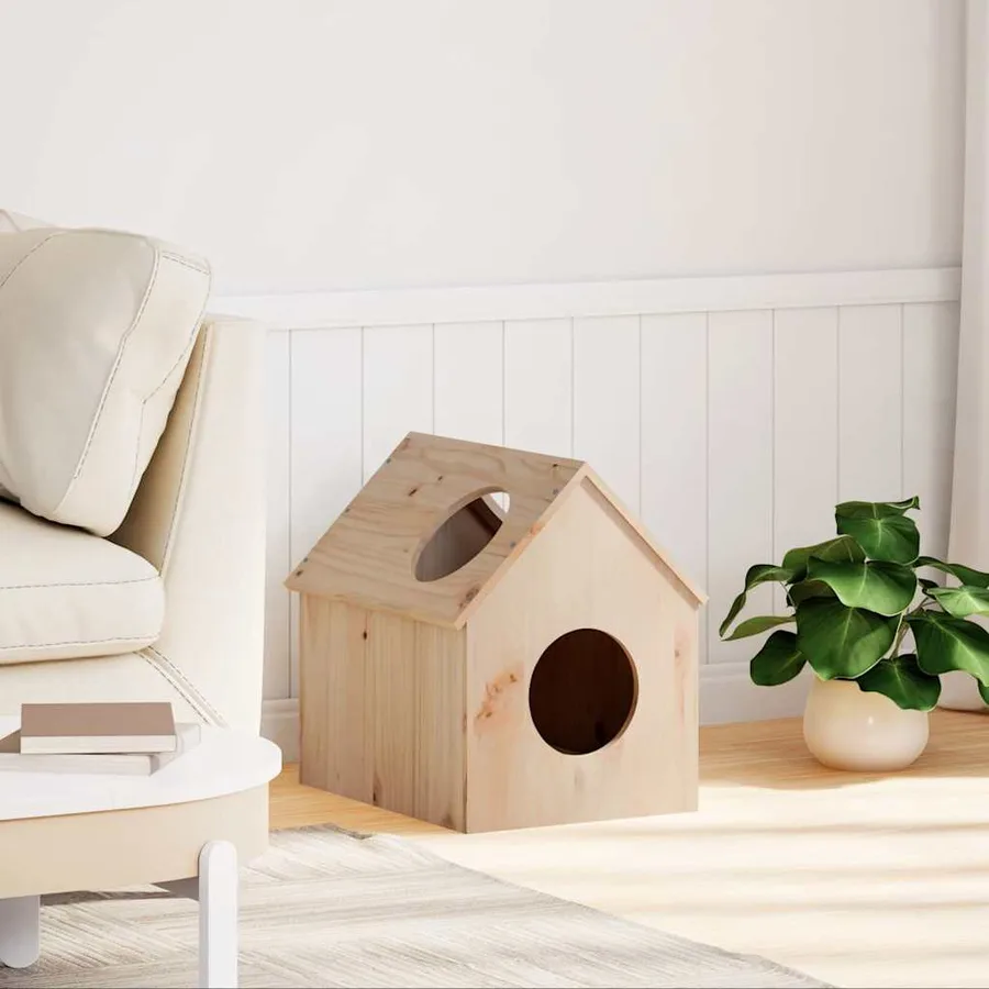 Maison pour chat 41x50x50 cm bois de pin massif - 2