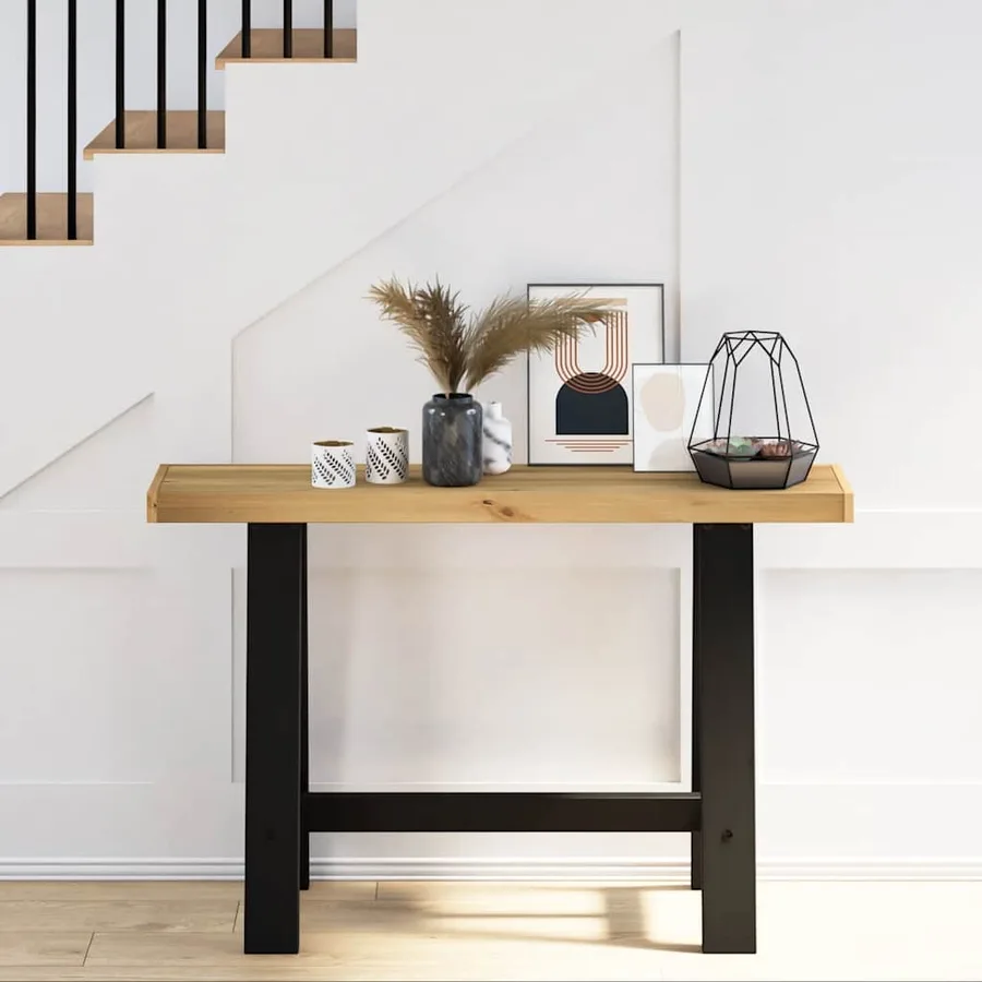 Table console NOAIN pieds en forme de A 120x30x75 cm massif pin - 2
