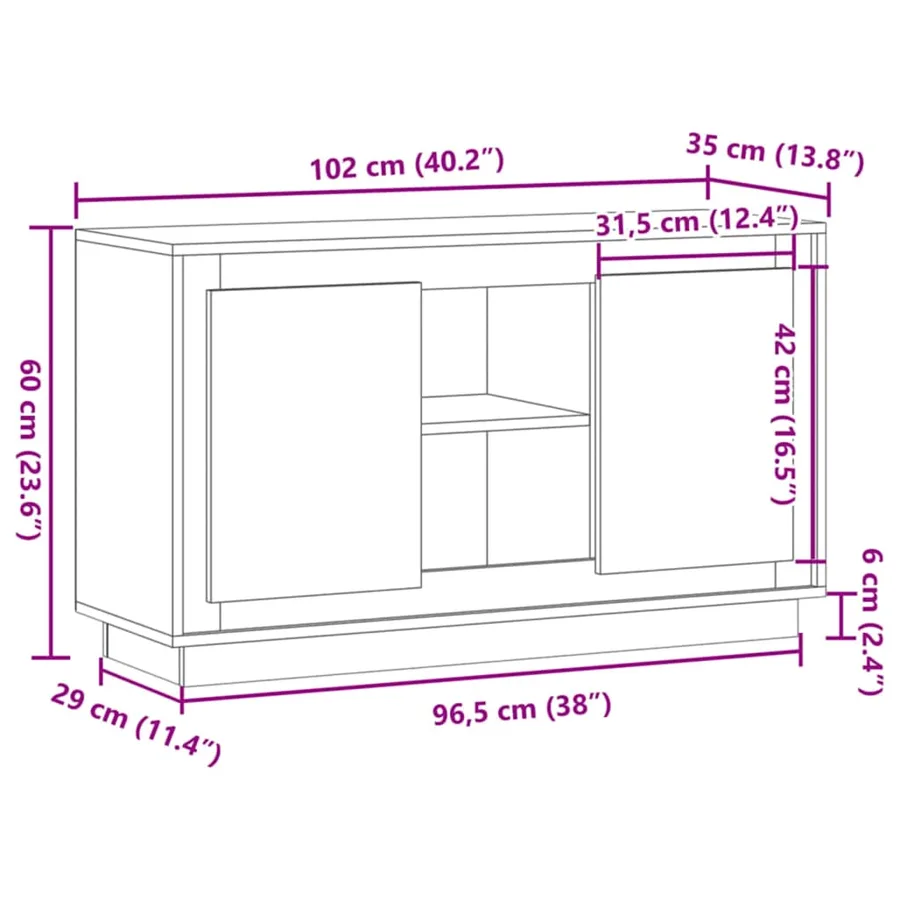 Buffet Chêne artisanal 102 x 35 x 55 cm Bois d'ingénierie - 9
