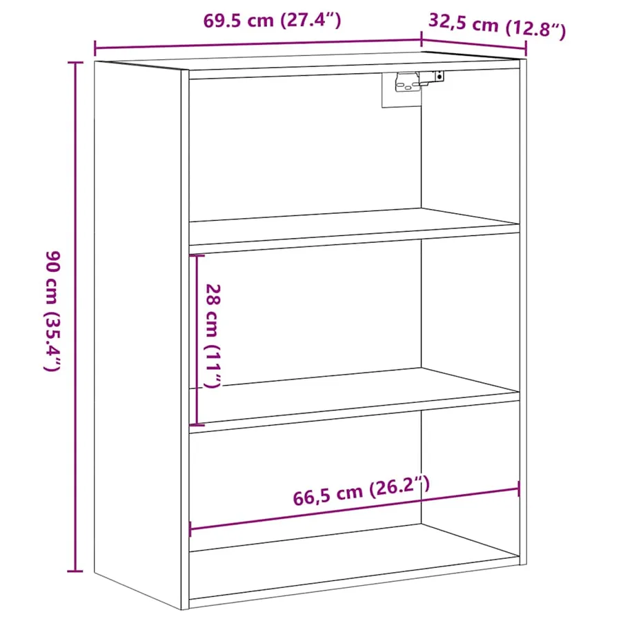 Armoire murale suspendue vieux bois 69,5x32,5x90 cm - 10