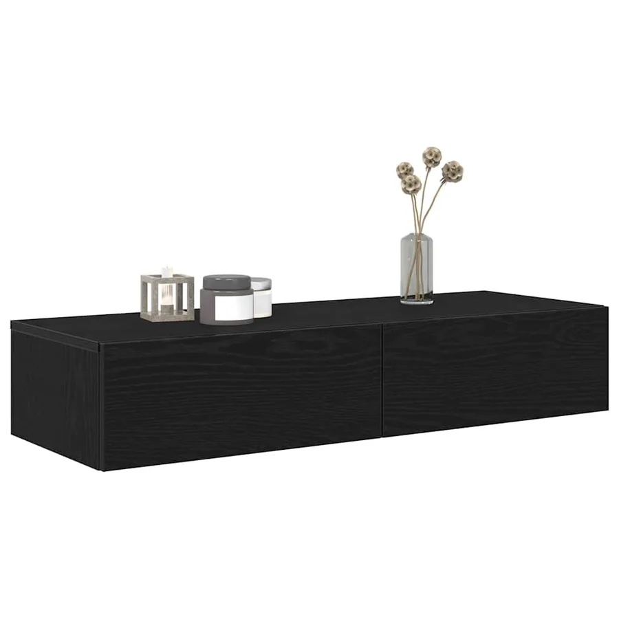 Étagère murale avec tiroirs noir 100x36x19 cm bois d'ingénierie - 3