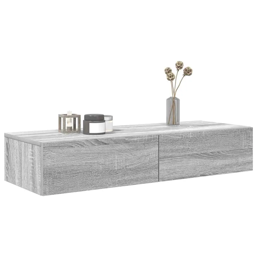 Étagère murale avec tiroirs sonoma gris bois d'ingénierie - 3