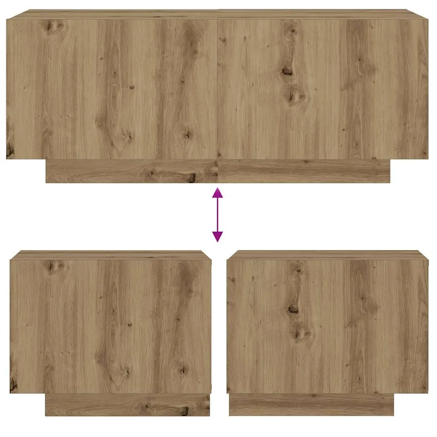 Table de chevet chêne artisanal 100x35x40 cm bois d’ingénierie - 8