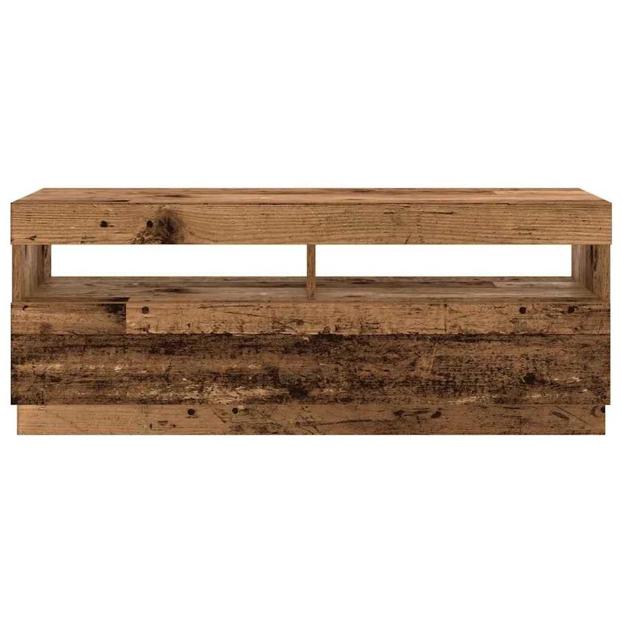 Meuble TV avec lumières LED vieux bois bois d'ingénierie - 7