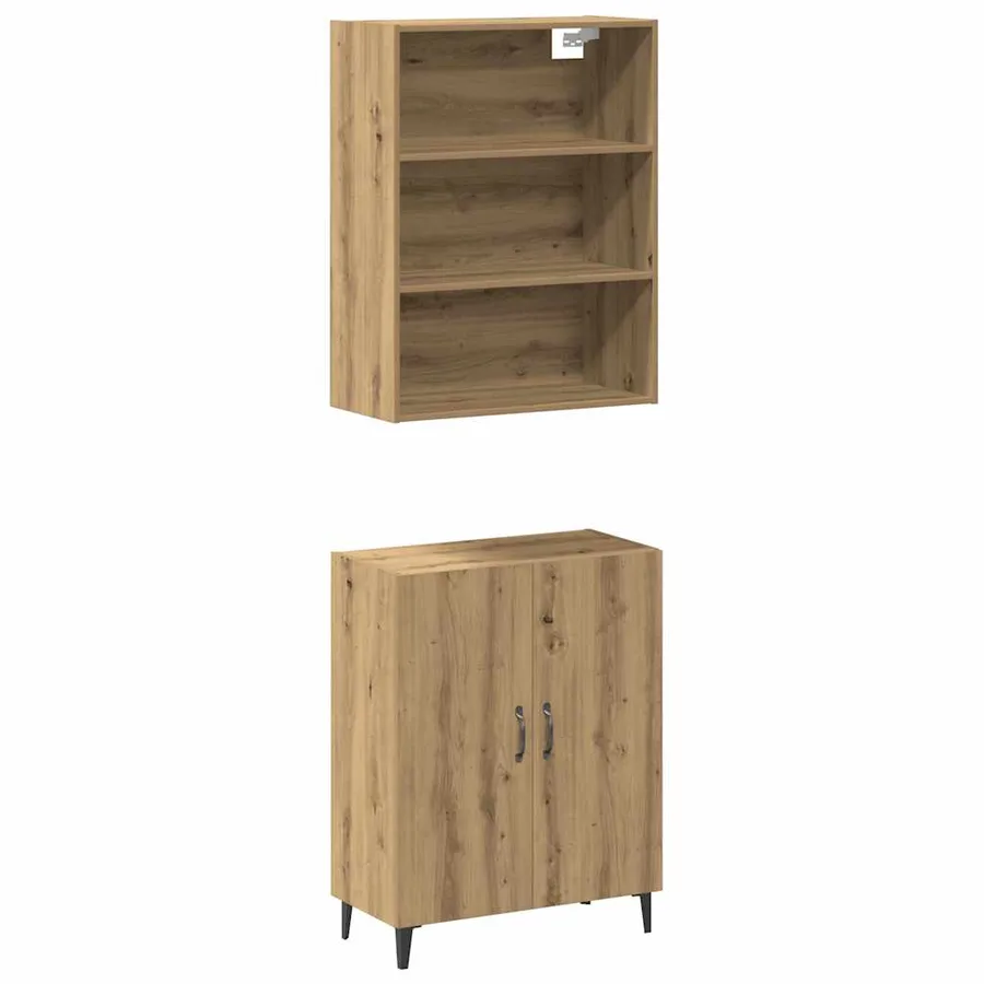 Buffet avec armoire murale chêne artisanal bois d'ingénierie - 2