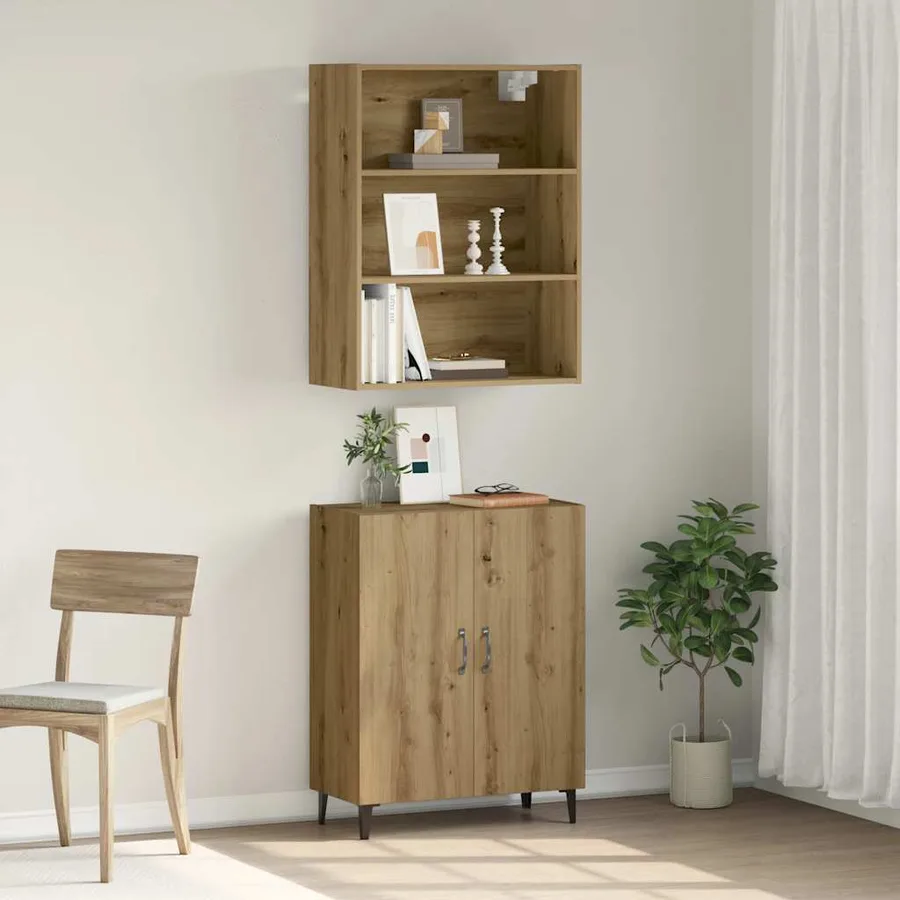 Buffet avec armoire murale chêne artisanal bois d'ingénierie - 3
