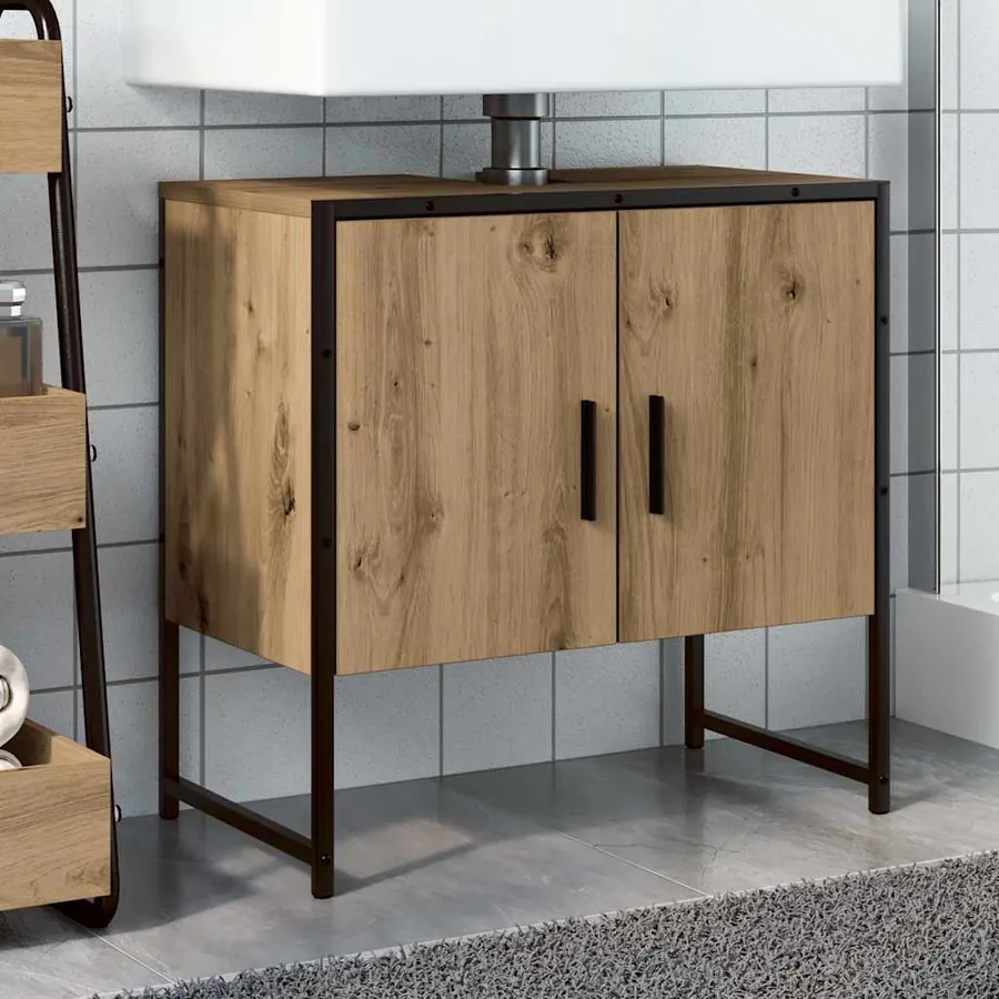 Armoire lavabo de salle de bain chêne artisanal 60x33x60 cm
