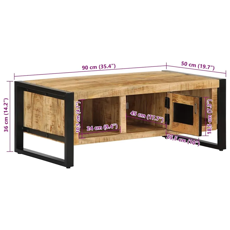 Table basse 90x50x36 cm bois de manguier massif brut - 13