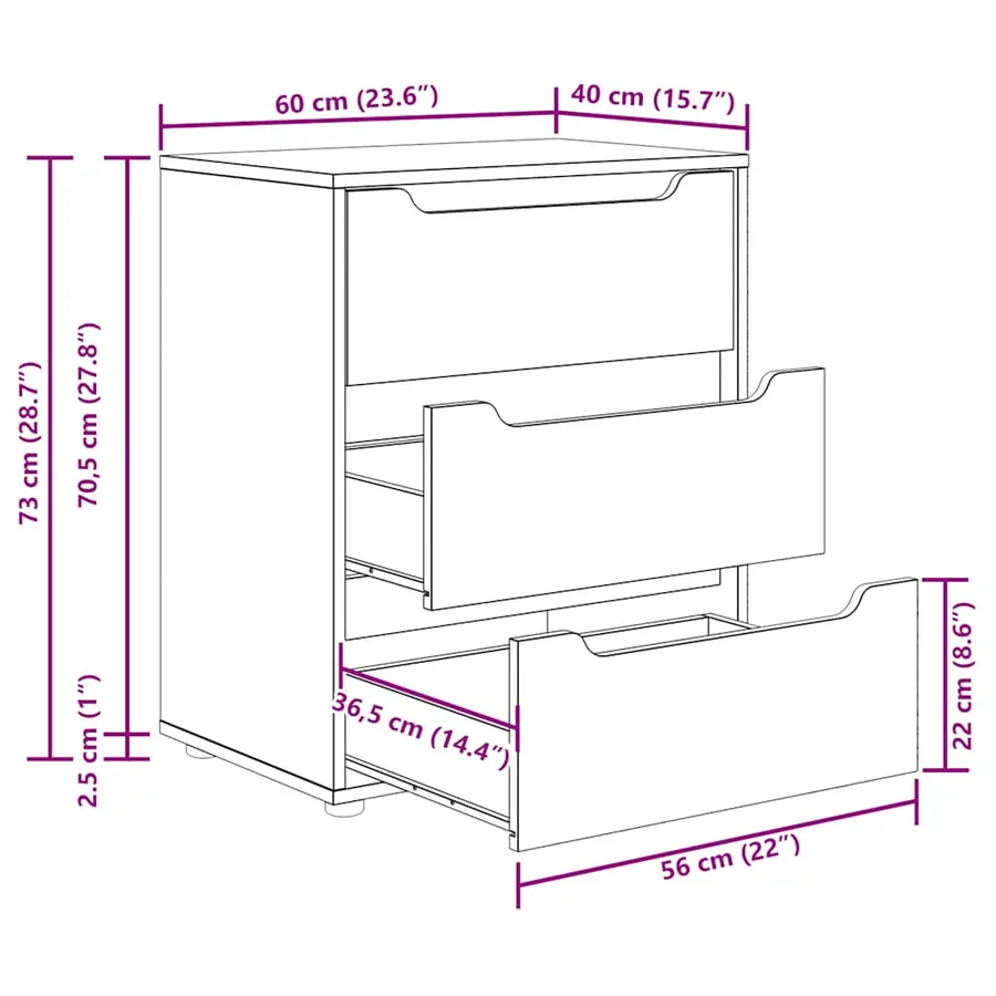 Buffet VISNES chêne sonoma 60x40x73 cm bois d'ingénierie - 12