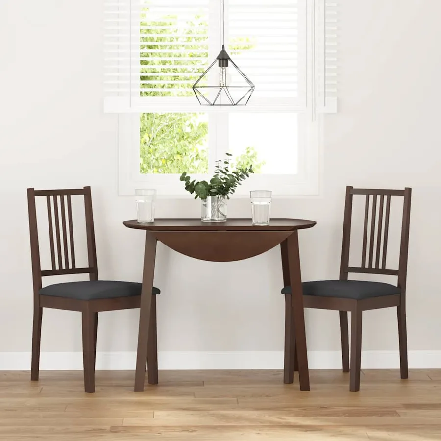 Chaises à manger coussins 2 pcs marron bois massif caoutchouc - 3