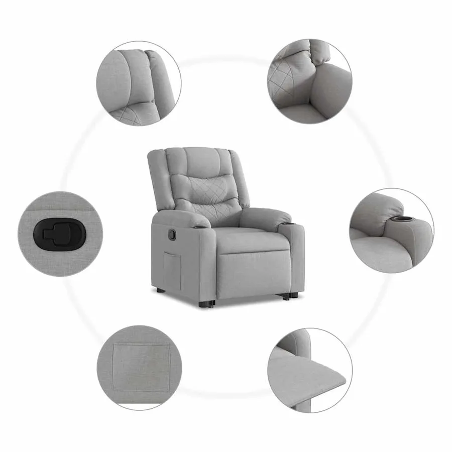 Fauteuil inclinable gris nuage tissu - 13