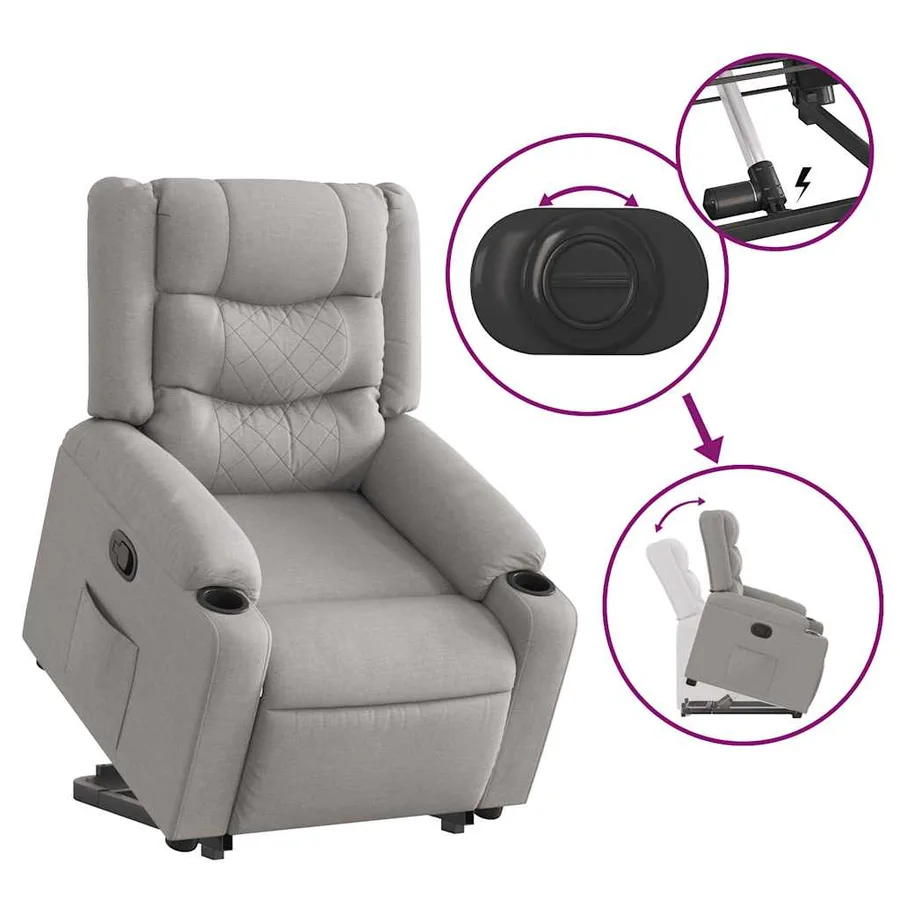 Fauteuil inclinable gris nuage tissu - 9
